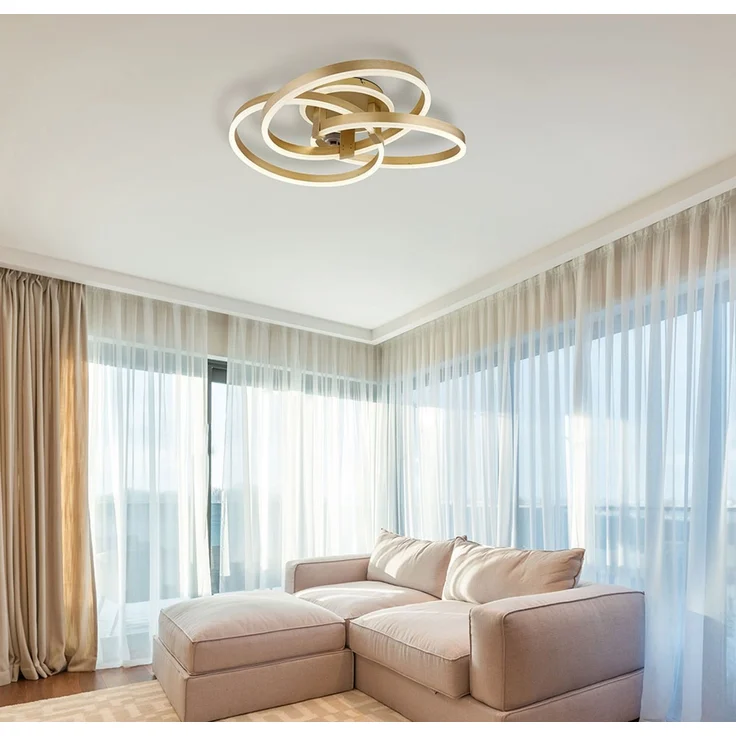 LED Deckenleuchte, Dimmer, Nachtlicht, Gold, CCT, L 60 cm – Bild 4