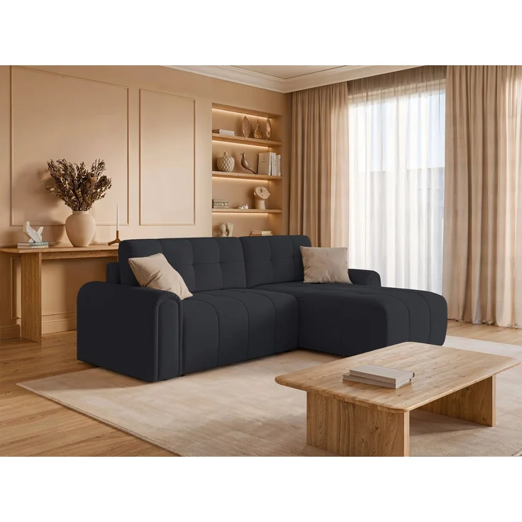 Selsey Simolla – Ecksofa mit Schlaffunktion und Bettkasten, rechts, Chenille, Anthrazit, – Bild 3