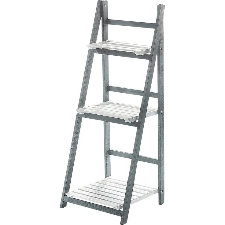 Kobolo Regal Stufenregal WHITE-GREY aus Paulownia-Holz – Bild 1