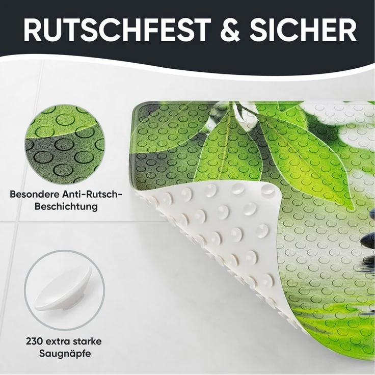 Sanilo Duschmatte, mit Motiv, rutschfest, waschbar, quadratisch, 230 extra starke Saugnäpfe, Kunststoff PVC, 53 x 53 cm, Harmony – Bild 4