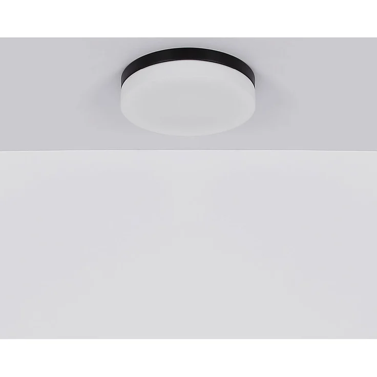 Außen Deckenleuchte, IP44, Alu schwarz, Glas opal, D 18,4 cm – Bild 8