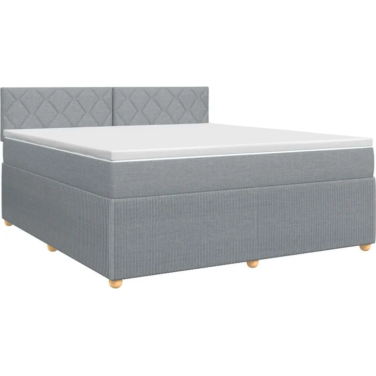vidaXL Boxspringbett mit Matratze Hellgrau 160 x 200 cm Stoff 3451510 – Bild 2