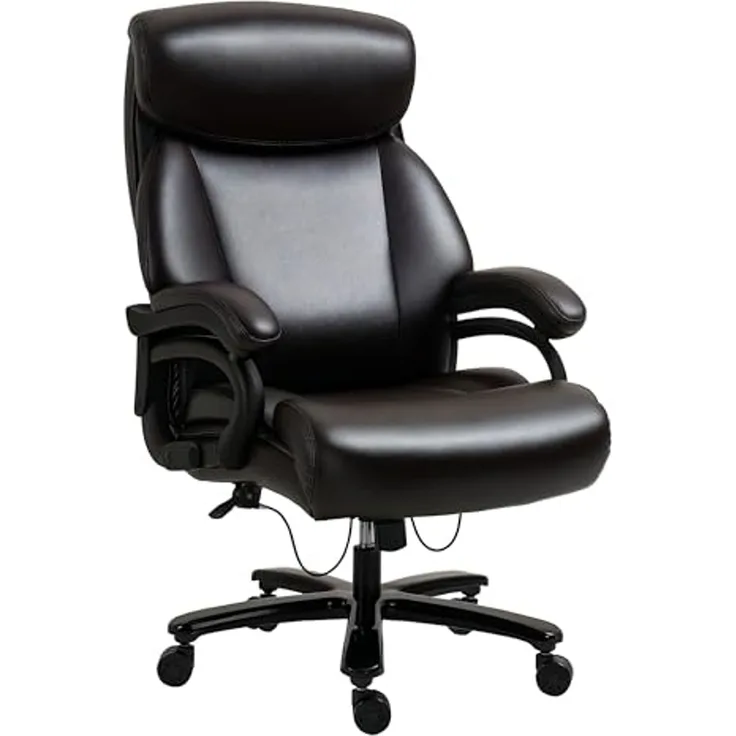 Vinsetto Bürostuhl Chefsessel Gaming Stuhl Drehstuhl Wippfunktion Dicke Polsterung 180 kg Belastbarkeit ergonomisches Design höhenverstellbar Kunstleder Braun 72 x 83 x 114-122 cm