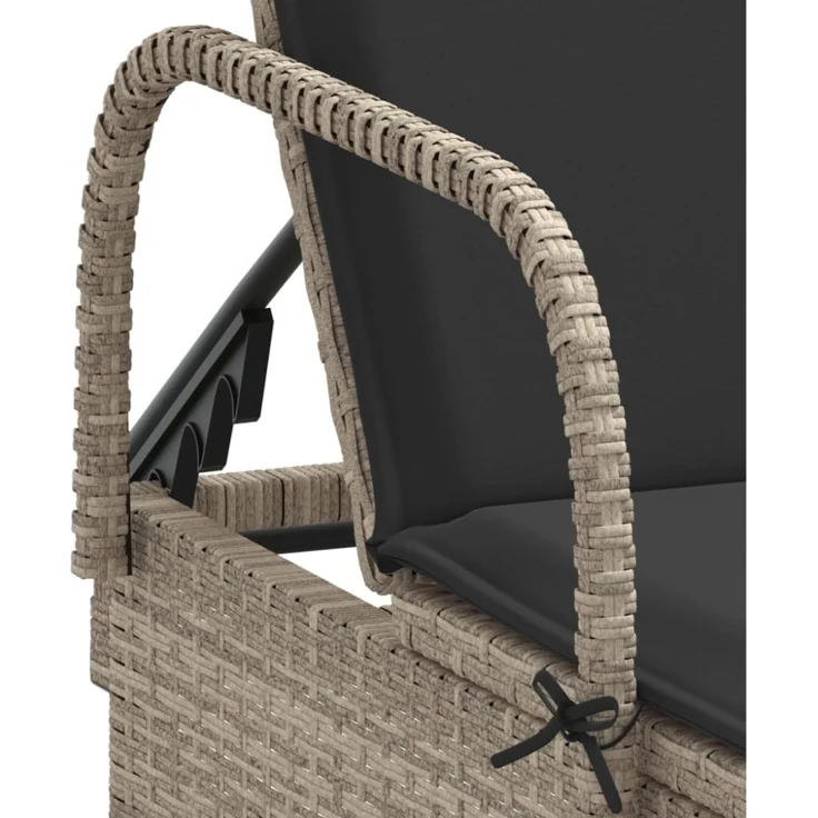 vidaXL Sonnenliege mit Rollen und Auflage Hellgrau Poly Rattan 368313 – Bild 2