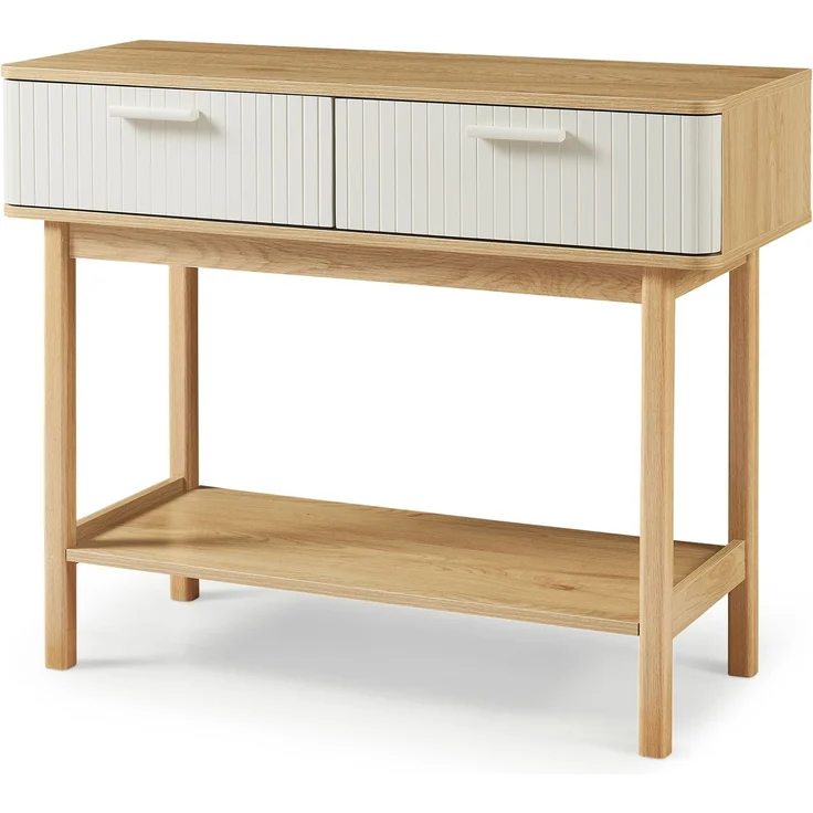 Konsolentisch Ferrersp mit 2 Schubladen 100x40x80 cm Eicheoptik/Sandfarben [en. casa] – Bild 3