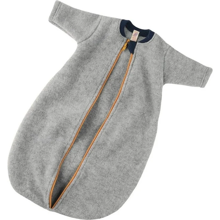 Engel Baby Schlafsack Langarm Wollfleece hellgrau melange - Gr??e 50/56 Kinder – Bild 1
