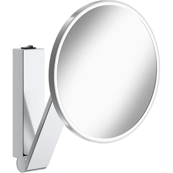 Keuco iLook_Move Kosmetikspiegel, rund, Ø20 cm, 5-fache Vergrößerung, mit Wippschalter, beleuchtet, verchromt, Made in Germany, Unterputz