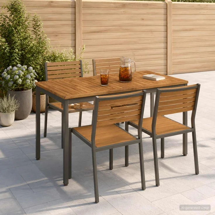 vidaXL Gartentisch NAARDEN Natur und Kaffee 108,5 x 55 x 75 cm 901315 – Bild 1