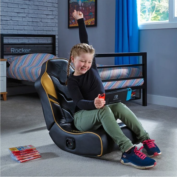 X Rocker Kindersessel Shadow 2.0 Floor Rocker Gaming Sessel mit 2.0 Audiosystem, für Kinder, für Jugendliche, für Teenager – Bild 2