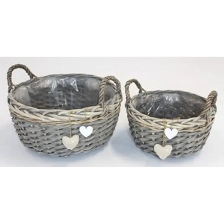 2er Set Pflanzkorb Blumenkorb Blumentopf Pflanzentopf Korb Übertopf Blumenkübel – Bild 6