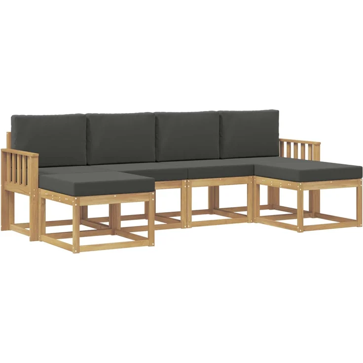 vidaXL Outdoor-Sofagarnitur 6 pcs Weiß und Anthrazit Polyester 3388011 – Bild 2