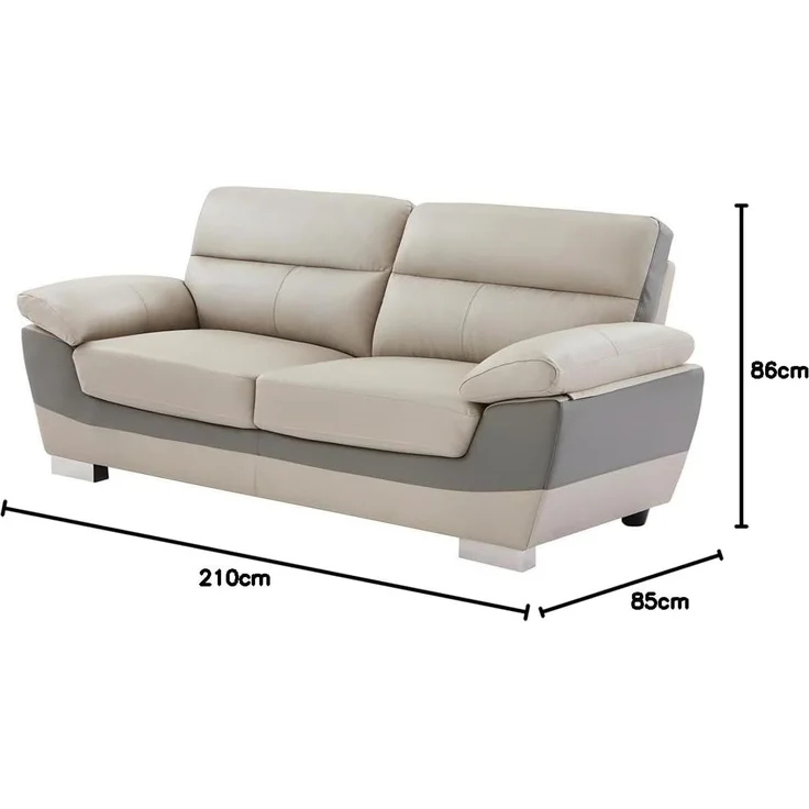 Vente-unique - FRANCESCA Couchgarnitur Leder Schokoladenbraun - B 85 cm x H 86 cm x L 210 cm170 cm – Bild 3