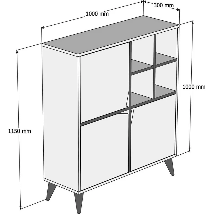 Skye Decor 'Pulse - White, Blue' Mehrzweckschrank, Weiß / Blau, 100 x 115 x 30 cm – Bild 4