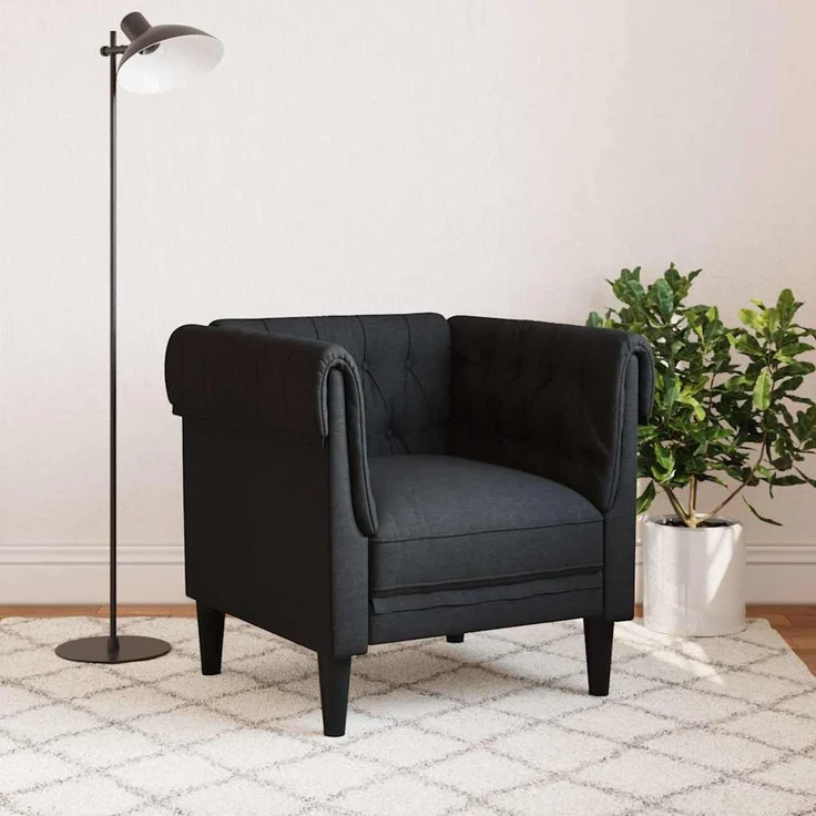 vidaXL Chesterfield-Sessel Schwarz Stoff 372540 – Bild 3