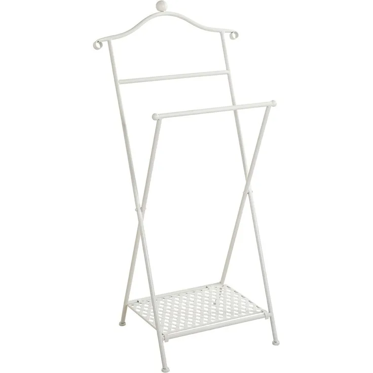 Haku Herrendiener aus Metall in weiß gekälkt, klappbar, mit Stahlrohr-Gestell im Bohemian-Stil für das Schlafzimmer, 46x35x98 cm
