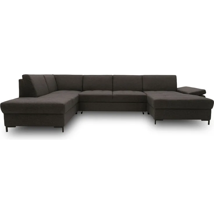 DOMO Collection Capelo FK, Wohnlandschaft mit Schlaffunktion, mit Armlehnfunktion, Federkern, Webstoff pepper, 204 x 348 x 160 cm