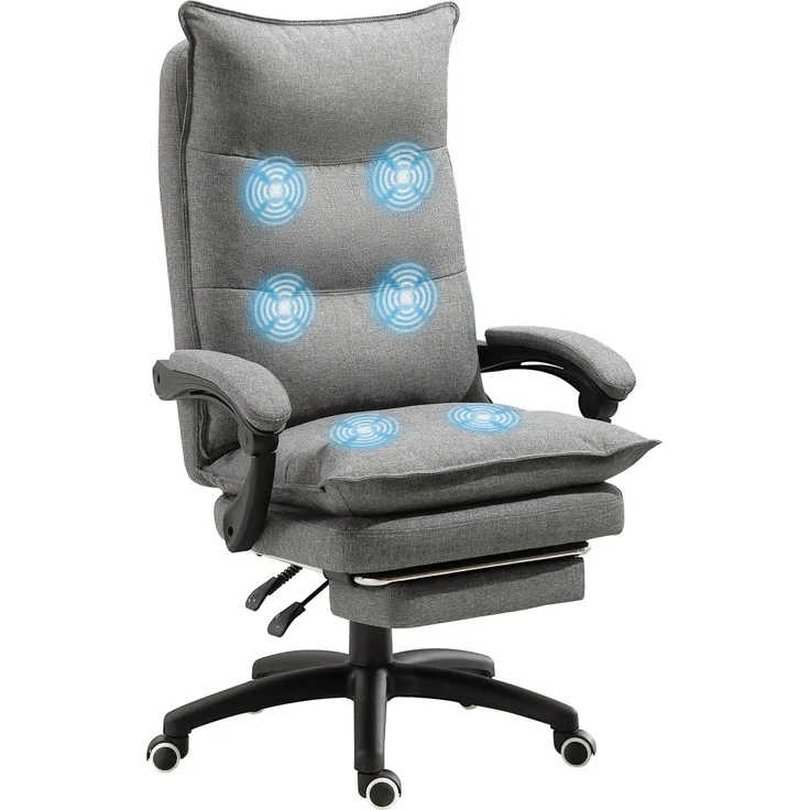 MELAYR, Massage-Bürostuhl, Schreibtischsessel mit Massagefunktion, höhenverstellbarer, 70 x 62 x 130 cm, Grau – Bild 1