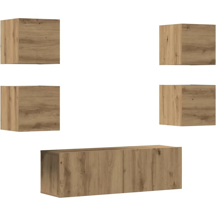 vidaXL 5-tlg. TV-Schrank-Set Wandmontage Artisan-Eiche Holzwerkstoff 3329146