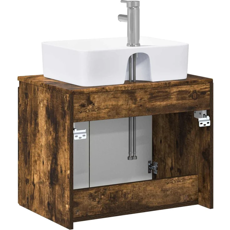 vidaXL Waschbeckenschrank Geräucherte Eiche 62,5 x 44,5 x 80 cm 3404325 – Bild 7