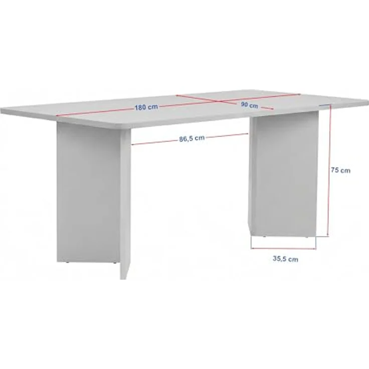 Modern White Dining Table, 180 x 90 x 75 cm | 100% Melamine Coated Particle Board, 25 mm Thick | Stylish & Durable, Perfect for Contemporary Dining Rooms | 70 kg Bearing Capacity – Bild 3