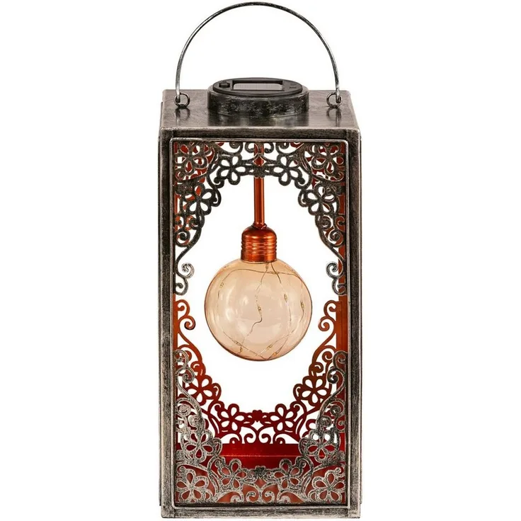 Dehner LED Solarleuchte Solar-Laterne Marsa, Lichtfarbe warmweiß, Metall, Warmweiß, romantische LED-Laterne mit orientalischen Ornamenten