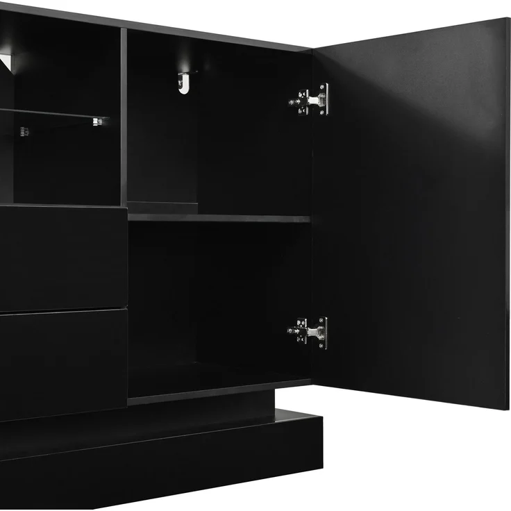 Sideboard 140x40x80 cm mit 2 Türen, 2 Schubladen und App-steuerbarer LED-Beleuchtung – Bild 10