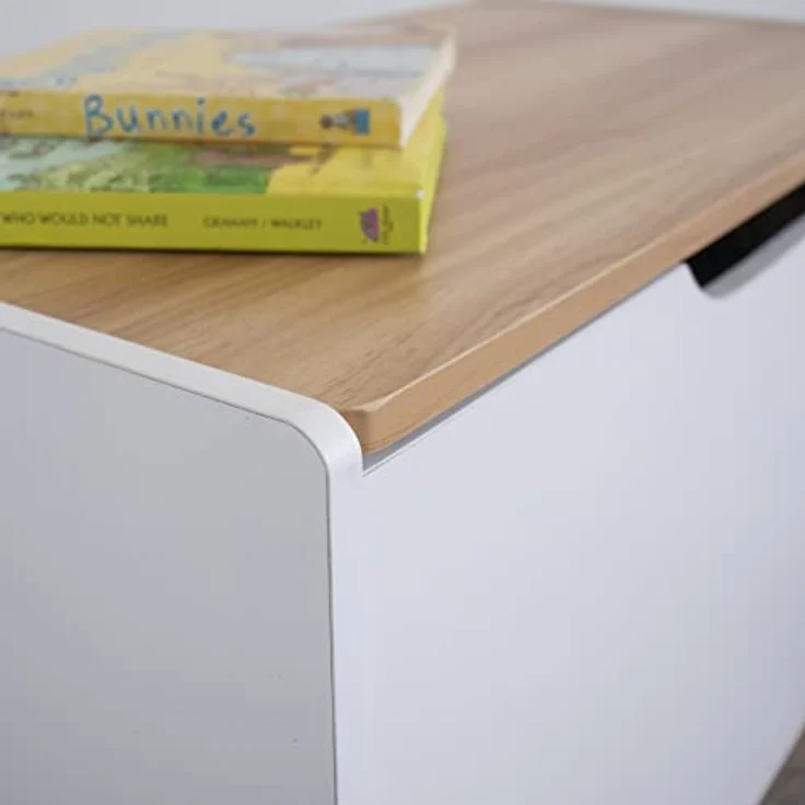 Humble Crew schicke Spielzeugkiste aus Naturholz! Klappdeckel, geräumig, ideal für Kinderzimmer. Jetzt Ordnung mit natürlichem Charme schaffen – Bild 7