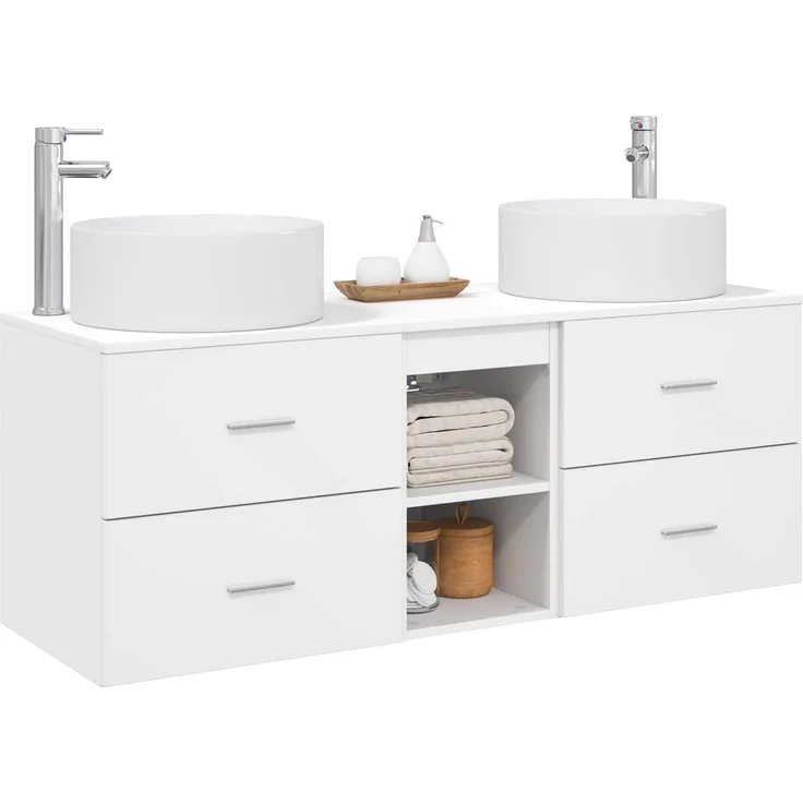 vidaXL Badezimmerschrank-Set 3 stk. Weiß 129 x 44,5 x 80 cm 3405947 – Bild 3