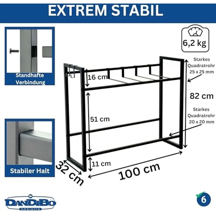 DanDiBo Getränkekistenregal 6 Kisten mit Gitter Haken 100 cm Metall 96598 Getränkeregal Kistenregal Getränkekistenhalter – Bild 2
