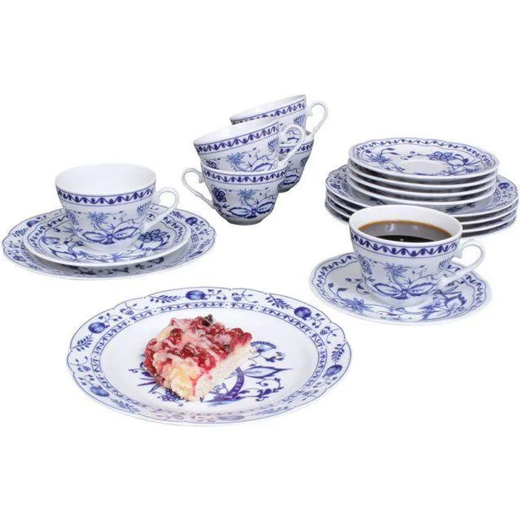 Eschenbach Kaffeeservice Romantika - Zwiebelmuster (18-tlg), Porzellan,