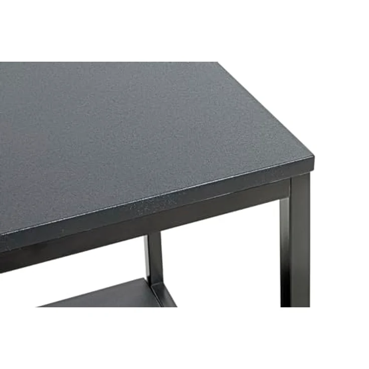 XXXL Beistelltisch, quadratisch, Schwarz, Metall und Holzwerkstoff, 40x50x40 cm, mit offenem Fach – Bild 6
