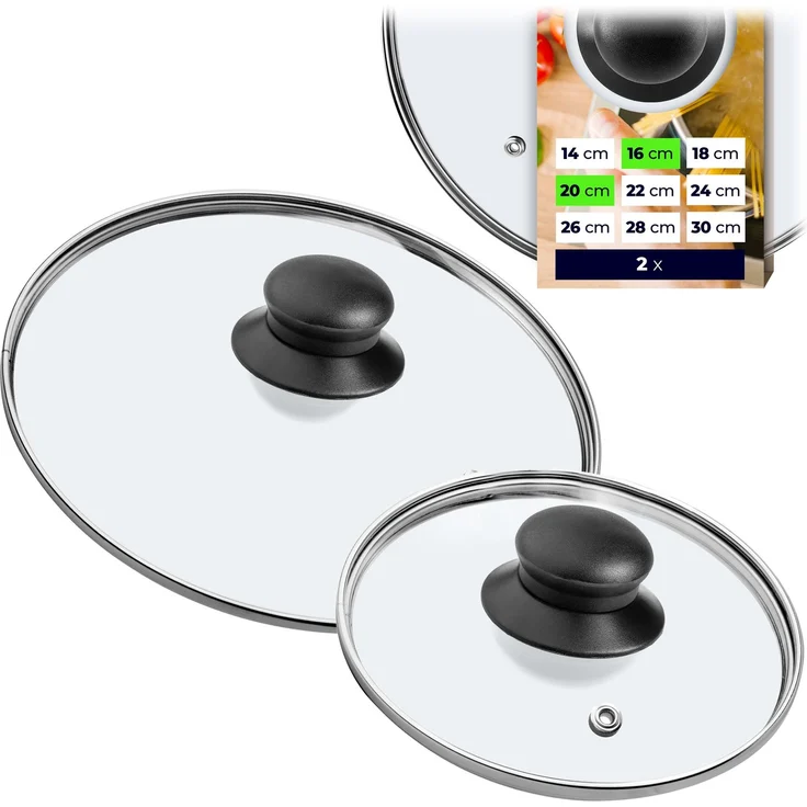 KADAX Glasdeckel für Topf und Bratpfanne 16 cm + 20 cm – Bild 1