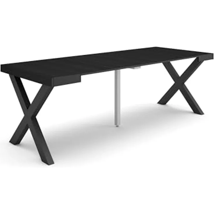 Skraut Home | Ausziehbarertisch | Multifunktionaler ausziehbarer | 220 | Für 10 Gäste | Massivholz Beine | Moderner Stil | Schwarz