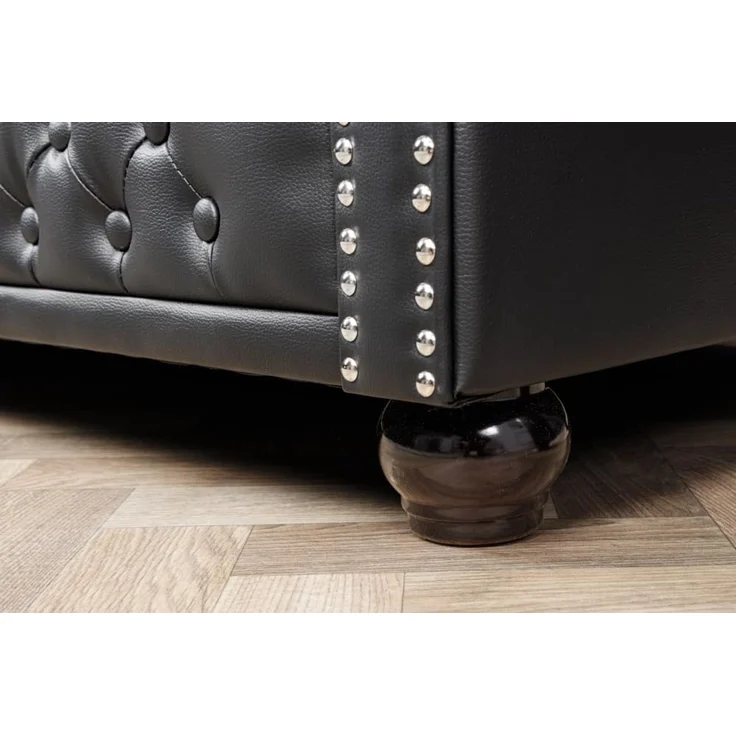 riess-ambiente 3-Sitzer CHESTERFIELD 205cm schwarz, Einzelartikel 1 Teile, Wohnzimmer · Sofa · Kunstleder · Holz · Federkern · Design – Bild 7