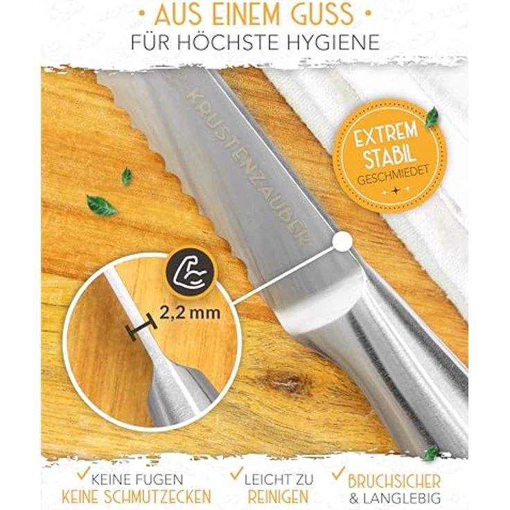 Krustenzauber Brotmesser Brotmesser mit Wellenschnitt aus Edelstahl - 20 & 26cm Küchenmesser – Bild 6