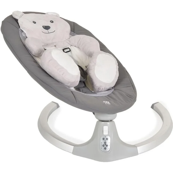 Moni Babywippe elektrische Ari Bär Melodien, Fernbedienung, Teddy-Bär Pad, Timer grau – Bild 5