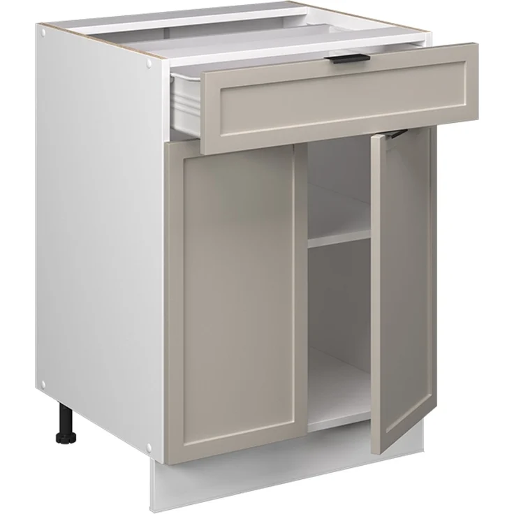 Unterschrank für Spüle/Kochfeld Fame-Line GrauBeige 60 cm mit Schublade, AP Anthrazit Vicco – Bild 4