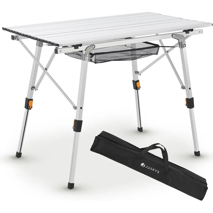 Juskys 'Picco' Campingtisch, klappbar, höhenverstellbar - Aluminium silber, 90x52 cm