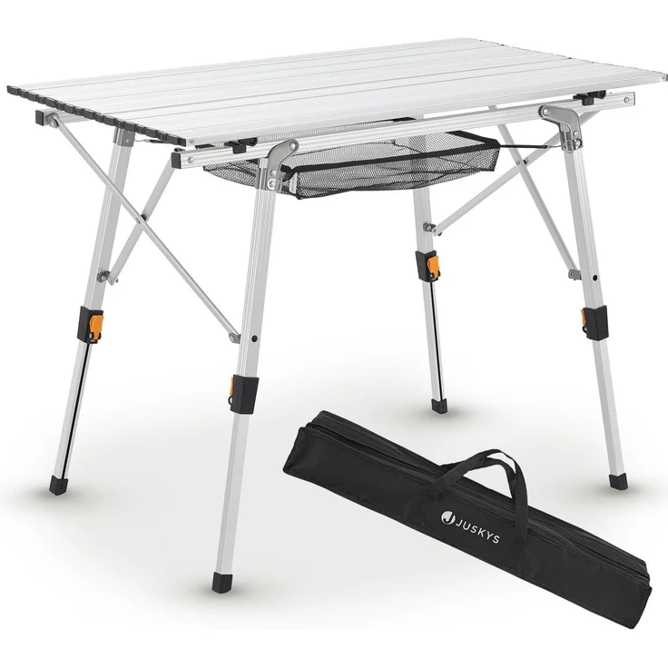 Juskys 'Picco' Campingtisch, klappbar, höhenverstellbar - Aluminium silber, 90x52 cm – Bild 1