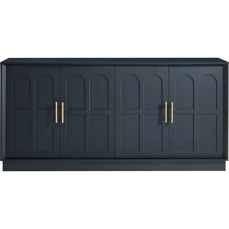 DESVIAE Sideboard mit verstellbaren Einlegeböden 169x80x40 cm MDF Schwarz – Bild 3