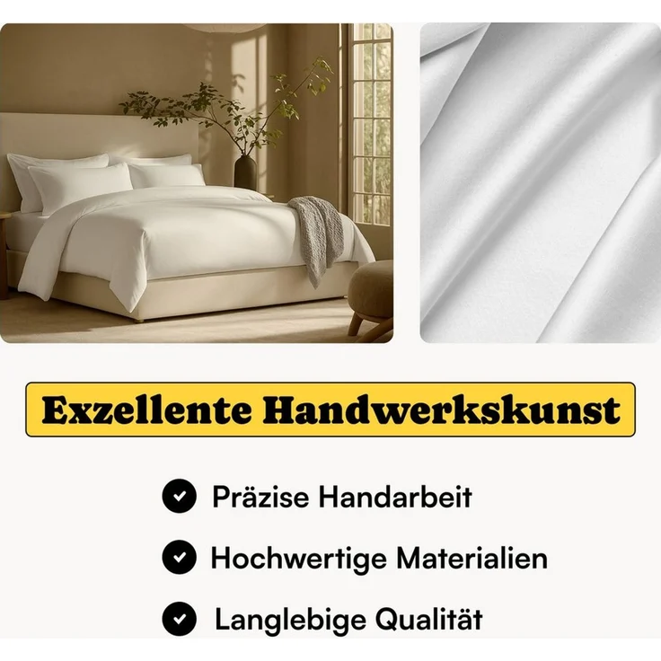 Seralino Bettwäsche Mako Satin Bettwäsche (100% Bio Baumwolle) mit Kissenbezug, 2 teilig, Fairtrade/ GOTS zertifiziert, uni Bettwäsche Set mit Reißverschluss – Bild 2