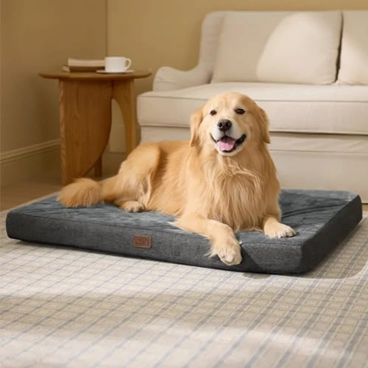 BEDSURE orthopädisches Hundekissen große Hunde - 104 x 74 x 9 cm waschbares Hundebett mit 2 in 1 Memoryschaum, kuscheliges Hundematte Hundematratze in größe, dunkelgrau – Bild 9