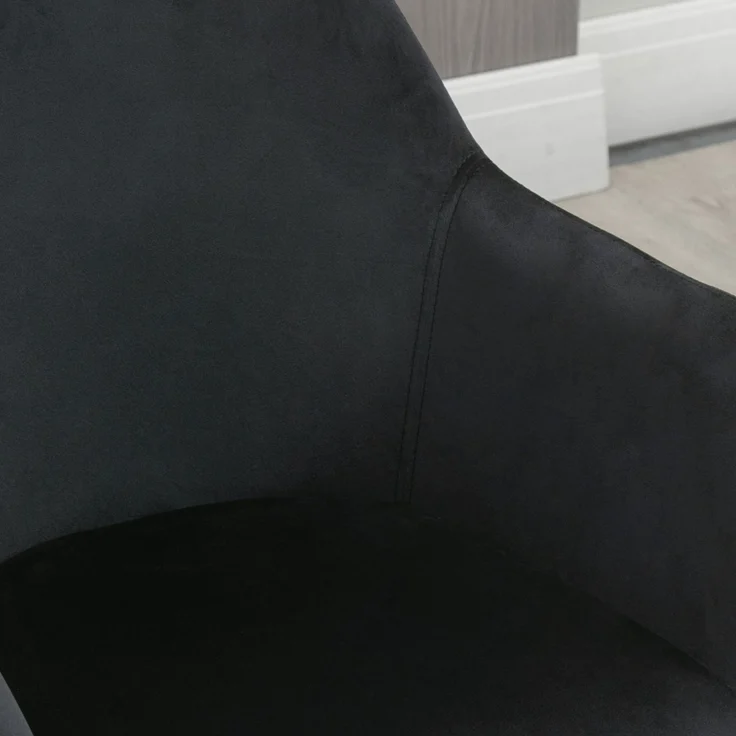 HOMCOM Esszimmerstuhl, Samt(100% Polyester), Gummiholz, Schwarz, 54L x 57B x 80H cm – Bild 9
