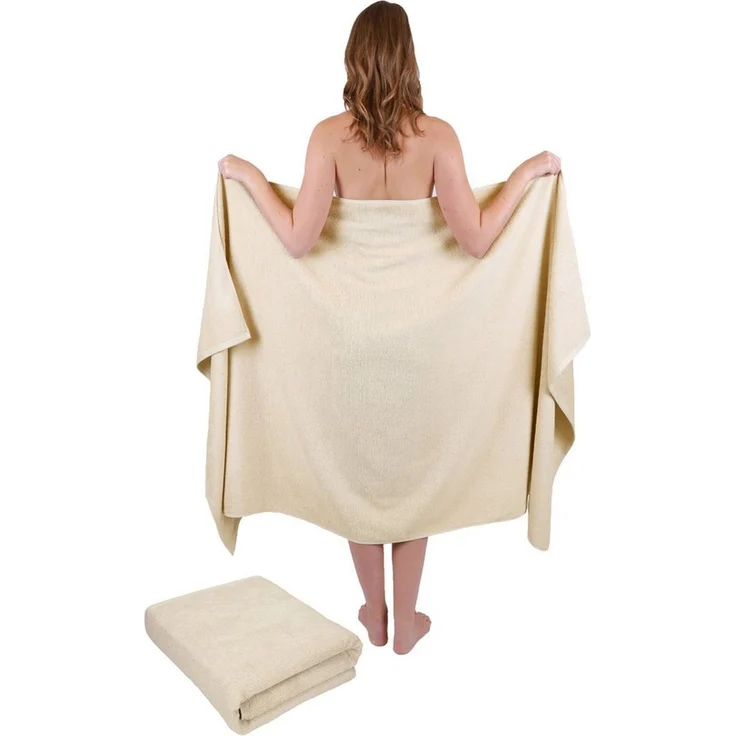 Betz Badetücher 2 Stück Badetuch groß XXL Saunatücher Strandtuch Dresden 100x200 cm, 100% Baumwolle (Set, 2-St), Farbe sand – Bild 1