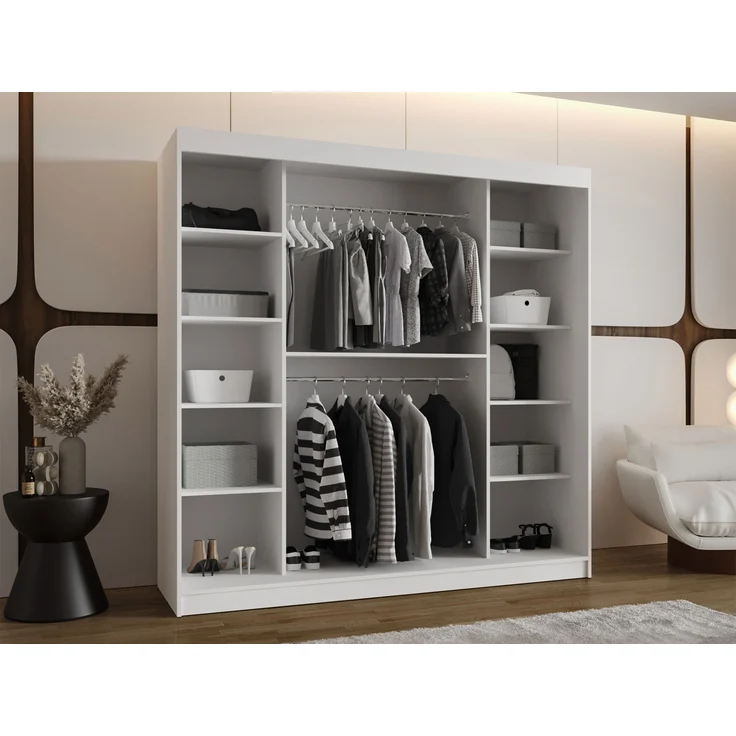 Kleiderschrank Waluri 200 cm (Farbe: Weiß, ohne Schubladen) – Bild 3