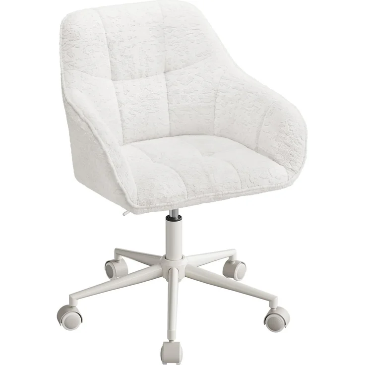 WOLTU Homeoffice Stuhl, Schreibtischstuhl, Drehstuhl, Chenille Stoff Weiß