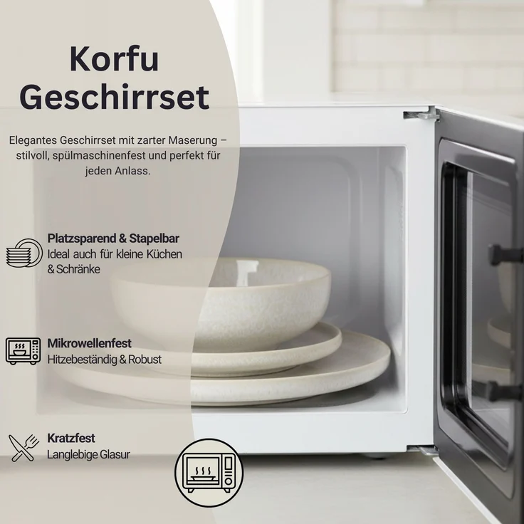 SÄNGER Steingut Geschirrset Korfu, Tafelservice 12 teilig für 4 Personen – Bild 3