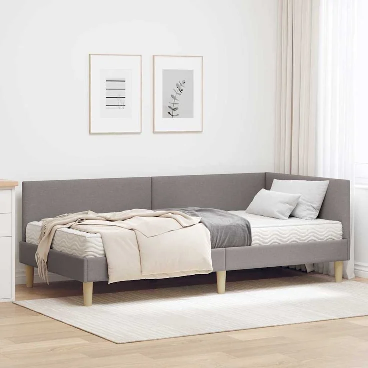vidaXL Eckbettgestell mit Matratze 2 stk. Taupe 80 x 200 cm Stoff 3393730 – Bild 1