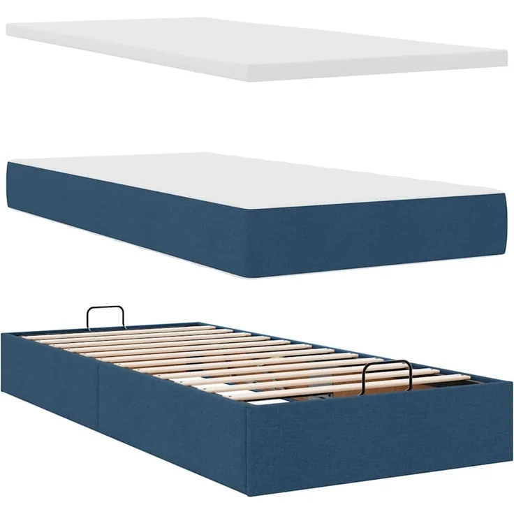 vidaXL Ottomane Bett mit Matratze & LEDs Blau 90x200 cm Stoff 3313981 – Bild 7