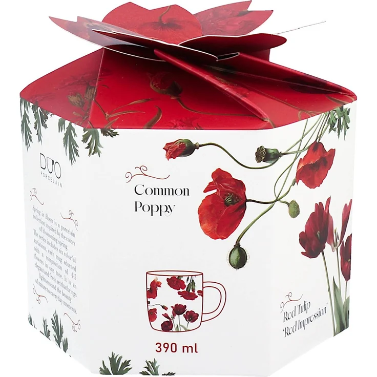 DUO Spring in bloom Becher 400 ml RED FLOWERS in dekorativer Box, New Bone China Porzellan – Bild 7